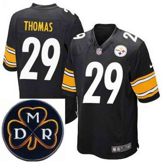 Men's Nike Pittsburgh Steelers #29 Shamarko Thomas Elite Black NFL MDR Dan Rooney Patch Jersey